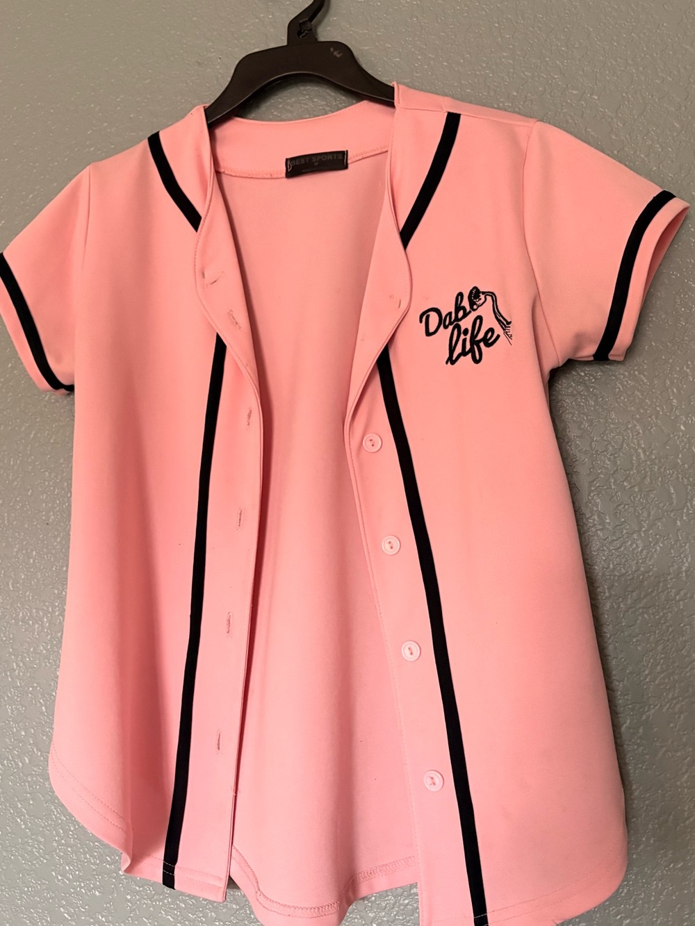 Girls' Pink Button-Front Baseball Jersey